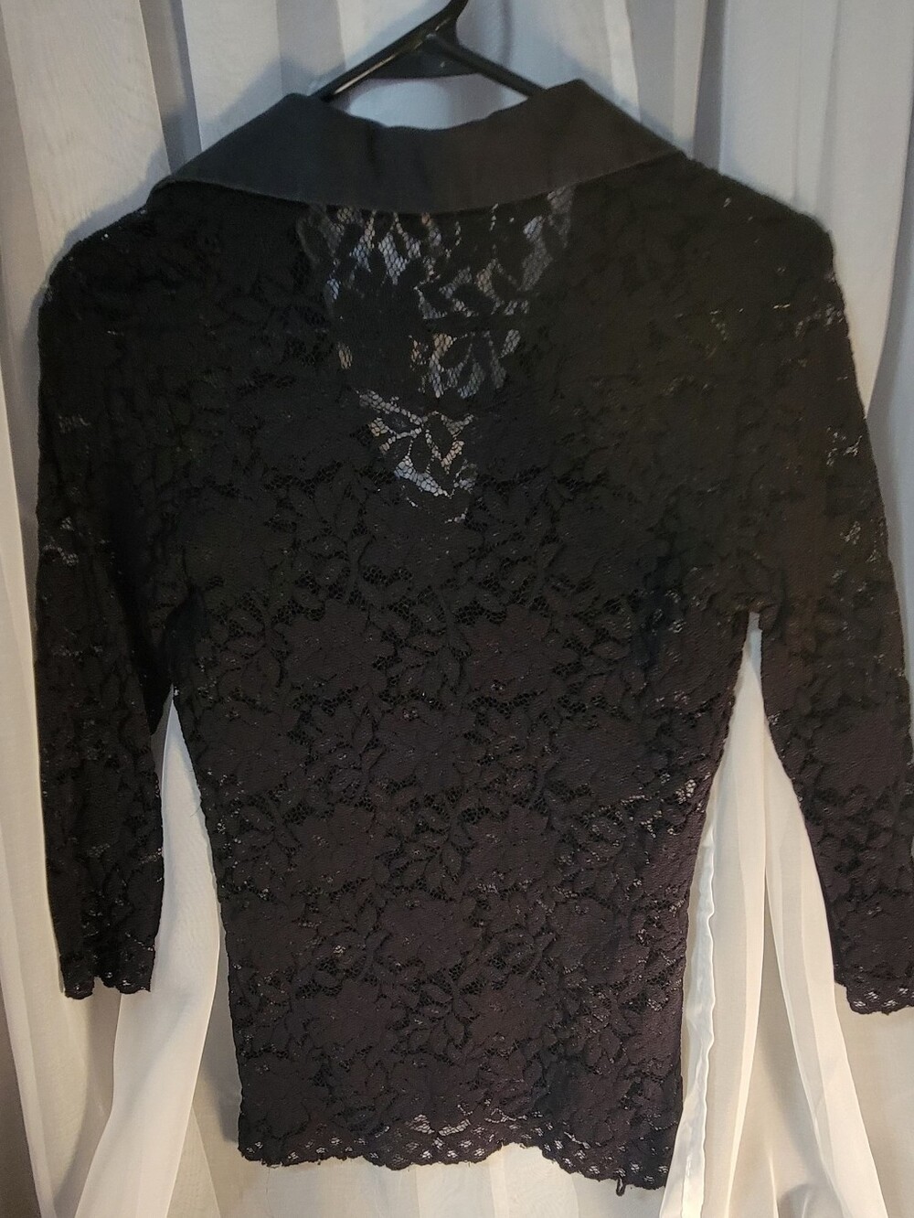 Cache Black Lace Collared Henley Blouse - Picture 5 of 5